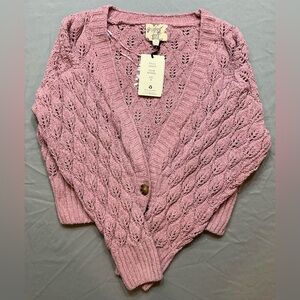 Hippie Rose Pink Cable Knit Cardigan Sweater